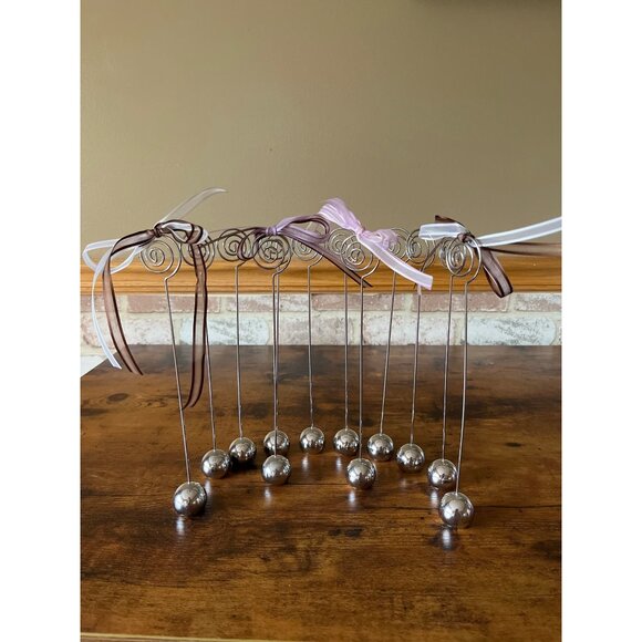 Metal Spiral Place Card or Picture Holder With Pink Ribbon Bow Set of 12 - Picture 2 of 12